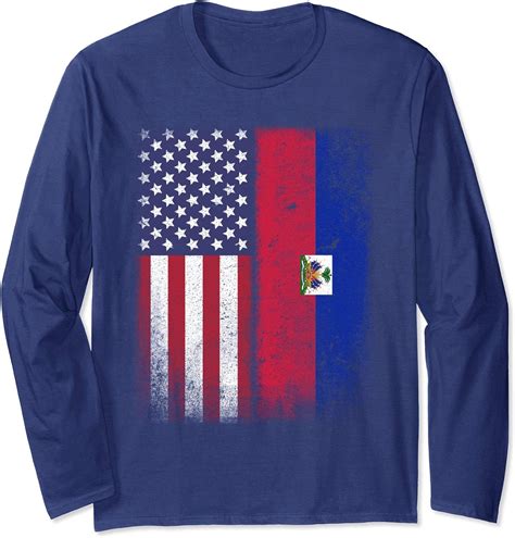 Amazon Haitian American Flag T Shirt Haiti Usa Grown Roots Half