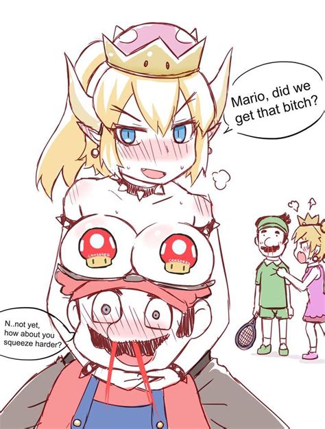 Rule 34 2boys 2girls Bleeding Blonde Hair Blue Eyes Blush Bowsette Breasts Breasts On Head