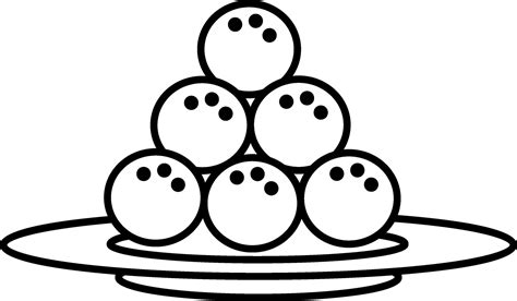 Laddu Plate Indian Sweet Icon In Black Outline Style 25075666 Vector