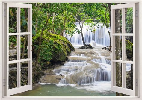 Waterfall Wall Art 3d Window Waterfall Vinyl Wall Decal For