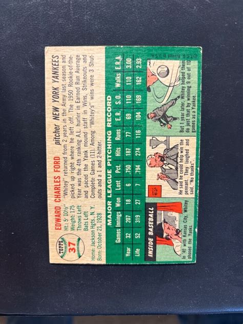 1954 Topps White Back 37 Whitey Ford Whitey Ford EBay