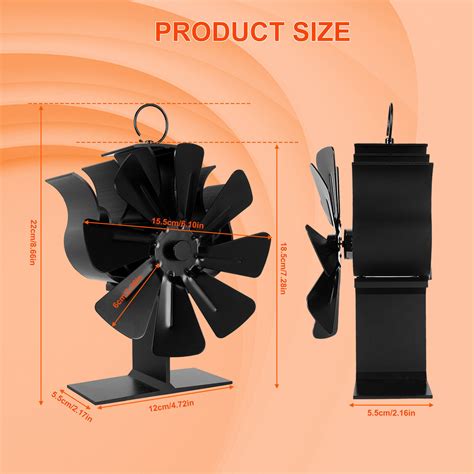 8 Blade Stove Fan Heat Powered Wood Log Burner Top Fire Burning Fan Eco