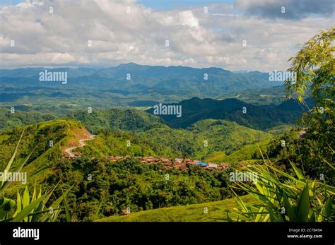 View Of A Hmong Village In The Hill Country Near Phou Khoun In Laos