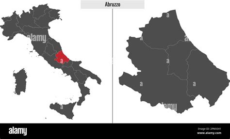 Map Of Abruzzo Province Of Italy And Location On Italian Map Stock