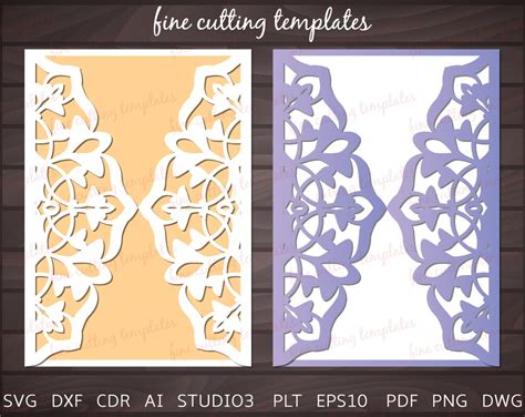 Wedding Invitation 5x7 card template for cutting. Cutout paper | Etsy