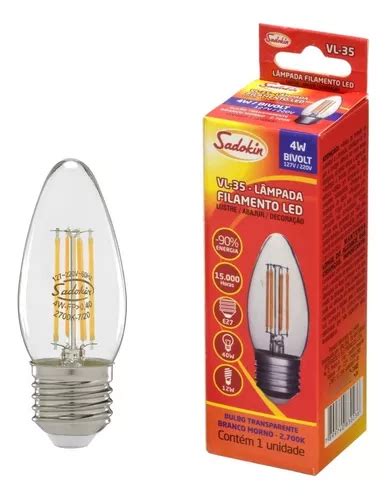 Sadokin Lampada Vela Led Filamento 4w 2700k Bivolt E27 MercadoLivre