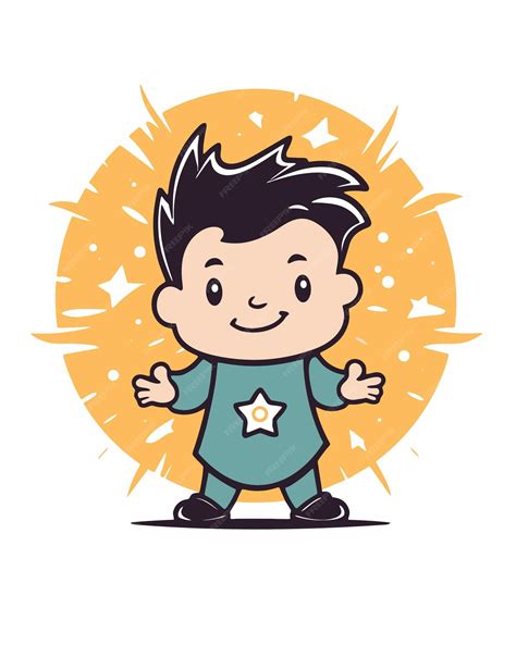 Premium Vector A Cartoon Of A Boy With A Star On His Shirt