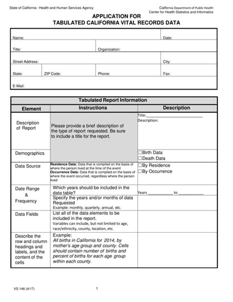 Form VS146 - Fill Out, Sign Online and Download Fillable PDF ...