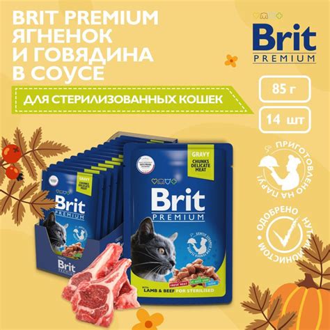 Влажный корм для взрослых стерилизованных кошек Brit Premium ягненок и ...