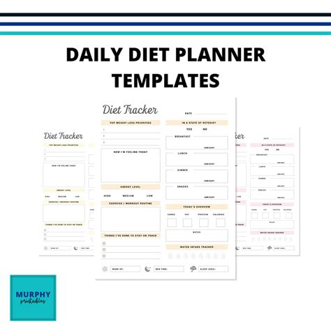 Printable Daily Diet Tracker Food Journal And Meal Planner Fitness Workout Journal Weight Loss