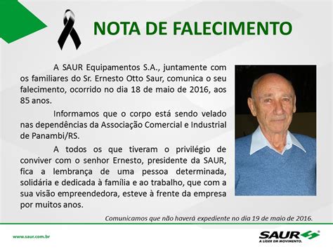 SAUR Informaciones Y Novedades Noticias Nota De Falecimento