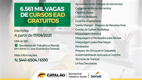 Em Catal O Senac E Secretaria De Trabalho E Renda Disponibilizam Mais