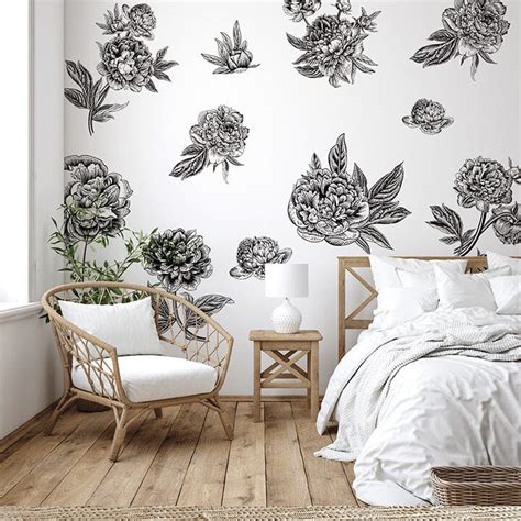 Black & White Flowers Wall Decals | Urbanwalls