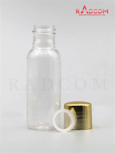 Ml Boston Clear Pet Bottle With Shinny Gold Screw Cap With Zim Zam Plug