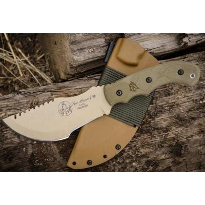 Couteau Tops Tom Brown Tracker Desert Tan Carbone 1095 Manche Micarta