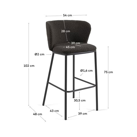 2 tabourets de bar en tissu bouclette et métal H75cm Ciselia Drawer