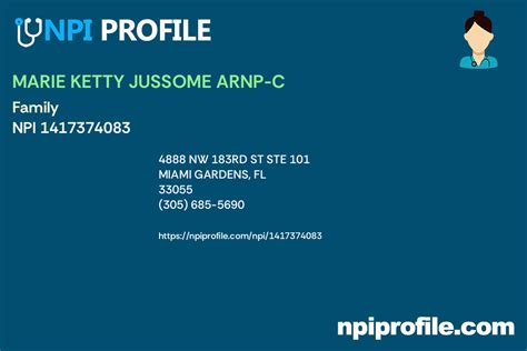 MARIE KETTY JUSSOME ARNP C NPI 1417374083 Nurse Practitioner In