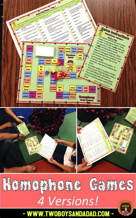 Homophone Games With 4 Versions Homophones Games Homophones Differentiated Learning