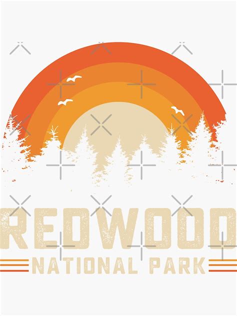 Redwood National Park California Vintage Retro Sunset Sticker For