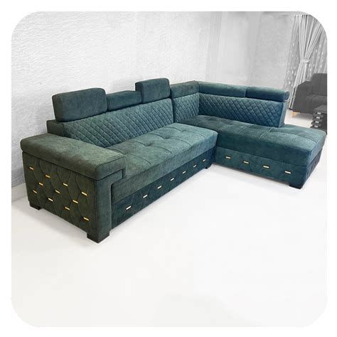 Velvet Seater L Shape Corner Sofa Set With Lounger At Rs Set