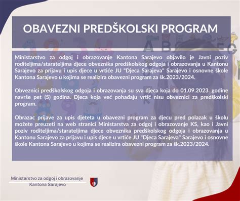 Objavljen javni poziv za prijavu i upis djece u obavezni predškolski