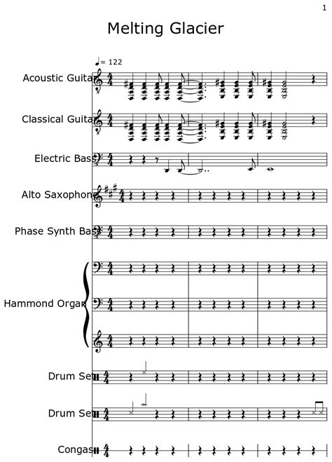 Melting Glacier Sheet Music For Acoustic Guitar Classical Guitar