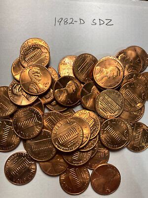 1982 D SMALL DATE ZINC BU LINCOLN MEMORIAL CENT PENNY ROLL 50 COINS