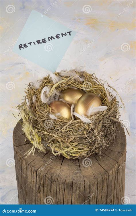 Three Golden Nest Eggs For Retirement Stock Photo Image Of Financial