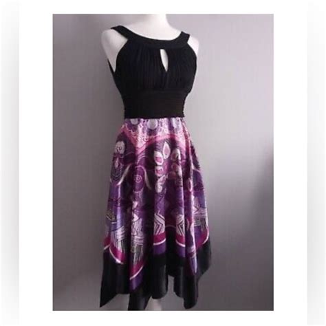 Dressbarn Dresses Collection Dressbarn Black Purple Satin Paisley