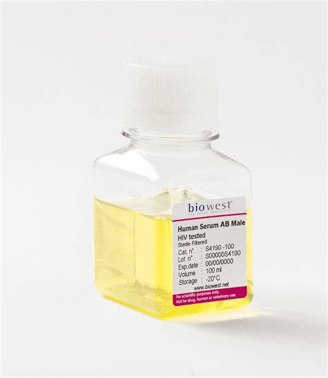 Human Serum AB Male HIV Tested 100ml Atlantis Bioscience Pte Ltd