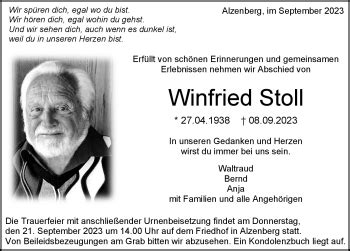 Traueranzeigen von Winfried Stoll Schwarzwälder Bote Trauer