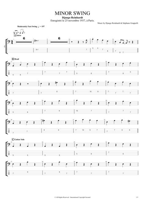 Minor Swing Tab By Django Reinhardt Guitar Pro Full Score MySongBook