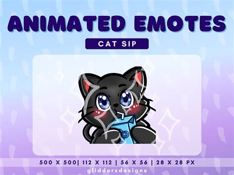 Twitch ANIMATED Emote Cat Cat Sip Animated Emote Black Cat Emote