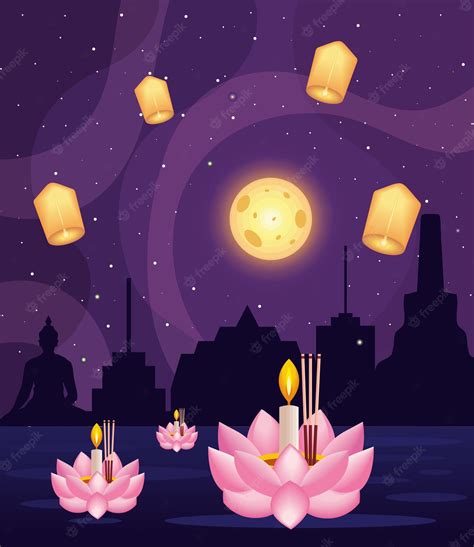 Premium Vector Loy Krathong Festival Celebration