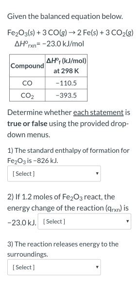 Solved Given The Balanced Equation Below Fe2o3s3 Cog2