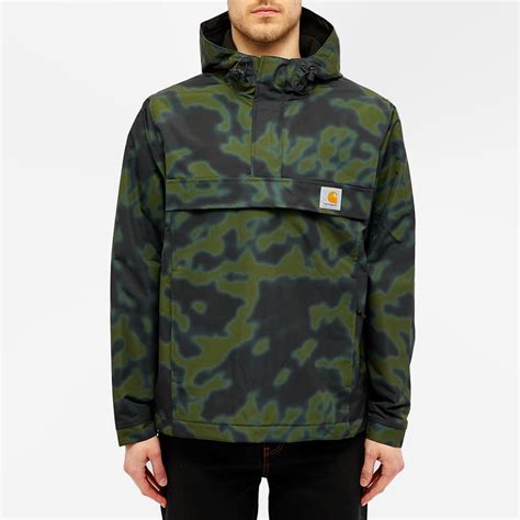 Carhartt Wip Fleece Lined Nimbus Pullover Jacket Camo Blur And Green