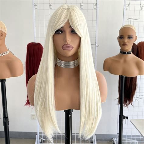 Synthetic Hair Costume Wig With Bangs Long Straight Platinum Blonde Ebay