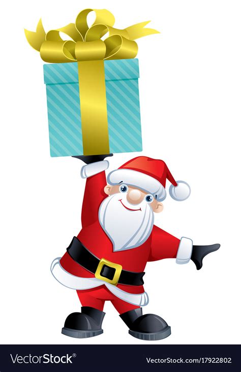 Cute Santa Claus Holding A Present Royalty Free Vector Image