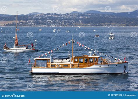 Vintage Boats Docked At Inveraray Harbour Scotland Editorial Image