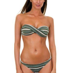 Bandeau Bikini grün kaki gestreift Varsovia Bikini BRASIL Shop