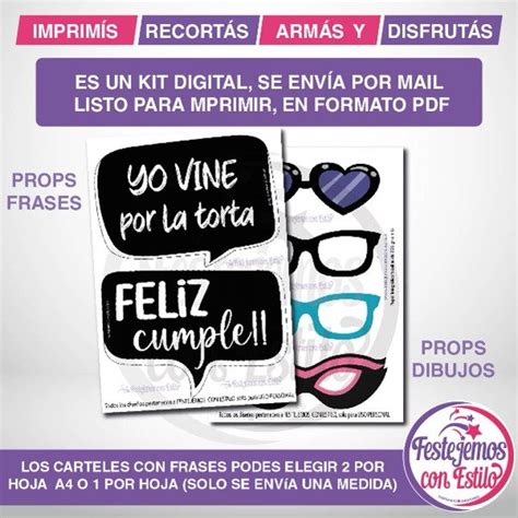 Photo Props Imprimible Cumple de 13 Años Unisex Negro Festejemos con