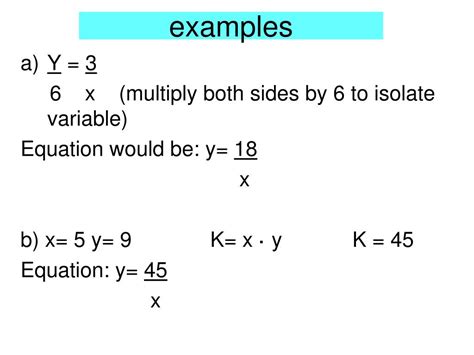 Ppt Inverse Variation 1 In An Inverse Variation The Values Of The