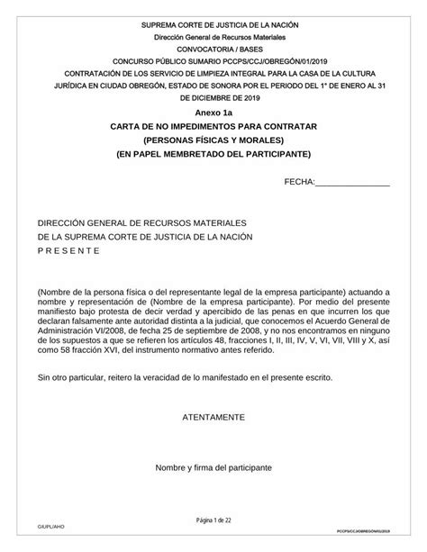 PDF Anexo 1a CARTA DE NO IMPEDIMENTOS PARA CONTRATAR Predial