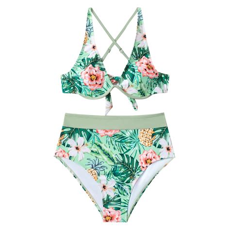 Verpetridure Bikini Sets For Women Women S Fashion Bikini Set Swimsuit Two Piece Printing Lacing