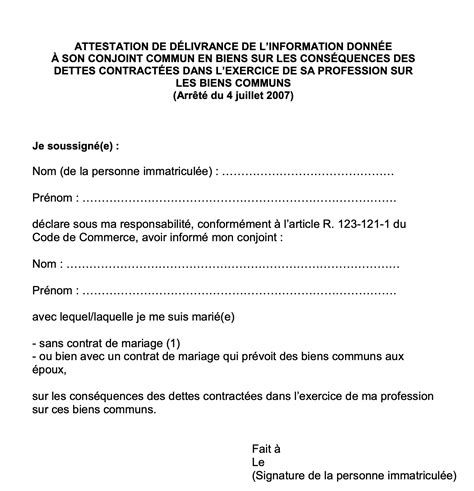 Attestation De D Livrance Dinformation Au Conjoint Commun En Biens