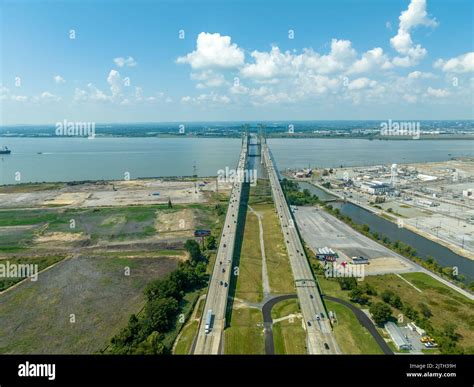 Aerial View Of The Delaware Memorial Bridge Spanning Across The