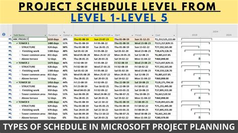 Types Of Schedule In Msp Levels Of Schedule Level 1 Level 5 What