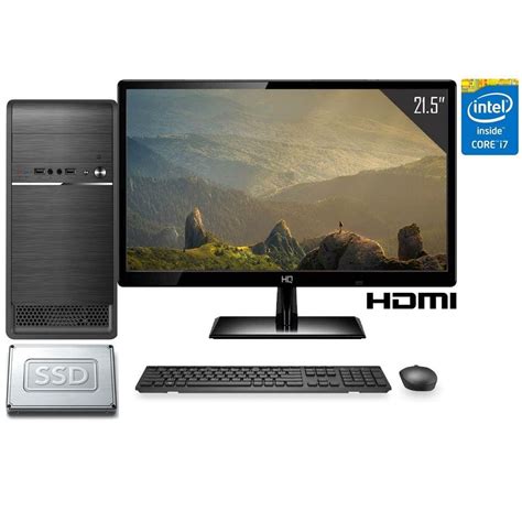 Computador Completo Intel Core I7 16GB SSD 480GB Monitor Full HD 21 5