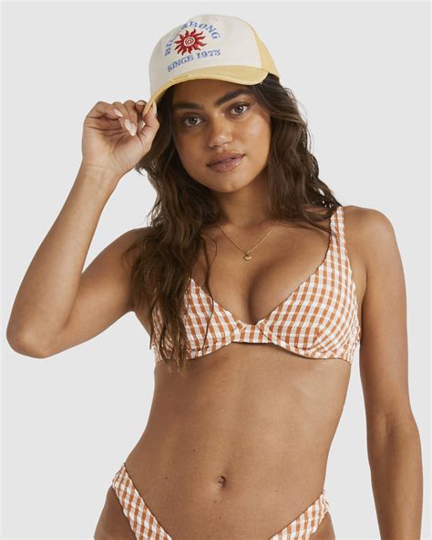 Billabong Wave Check Ruby Bra Bikini Top Caramel Surfstitch