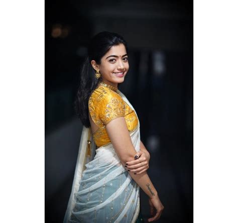 Rashmika Mandanna Beautiful Half Saree Photos Hollywood Tollywood